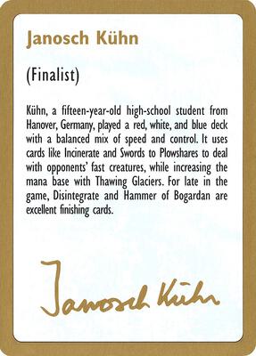 1997 Janosch Kuhn Biography Card card from World Championship Decks