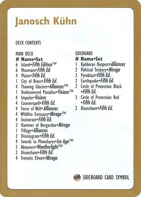 1997 Janosch Kuhn Decklist Card card from World Championship Decks
