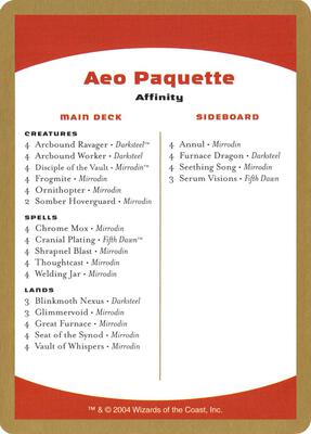 2004 Aeo Paquette Decklist Card card from World Championship Decks