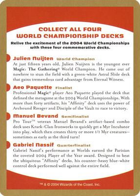 2004 World Championship Advertisement Card card from World Championship Decks