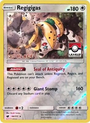Regigigas - 84/111 (League Challenge) [3rd Place] card from League & Championship Cards