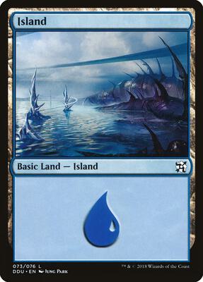 Island (073) card from Duel Decks: Elves vs. Inventors