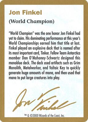 2000 Jon Finkel Biography Card card from World Championship Decks