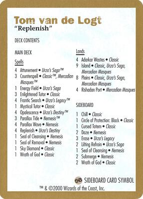 2000 Tom van de Logt Decklist Card card from World Championship Decks