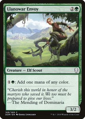 Llanowar Envoy card from Dominaria