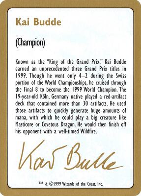 1999 Kai Budde Biography Card card from World Championship Decks