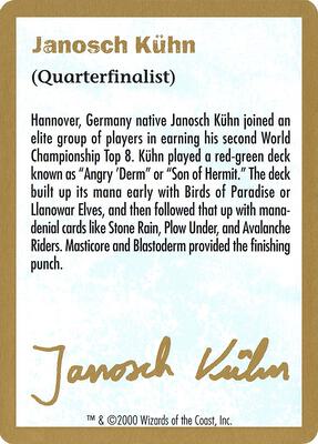2000 Janosch Kuhn Biography Card card from World Championship Decks