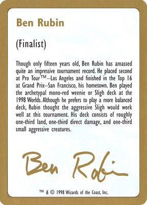 1998 Ben Rubin Biography Card card from World Championship Decks