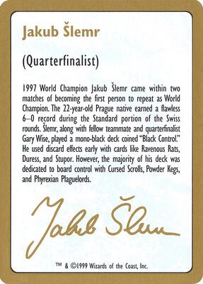 1999 Jakub Slemr Biography Card card from World Championship Decks