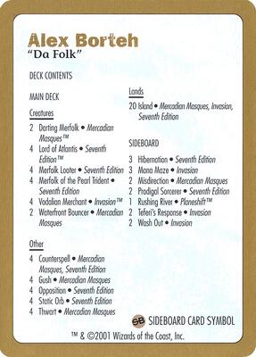 2001 Alex Borteh Decklist Card card from World Championship Decks