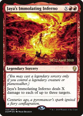 Jaya's Immolating Inferno card from Prerelease Cards