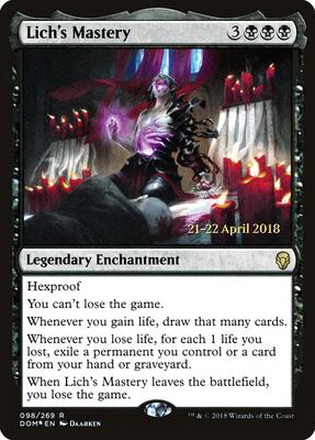 Lich's Mastery card from Prerelease Cards