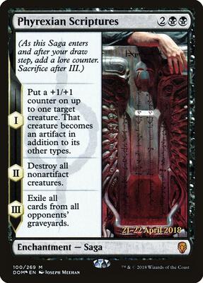 Phyrexian Scriptures card from Prerelease Cards