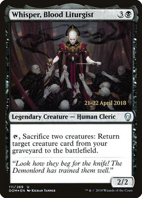Whisper, Blood Liturgist card from Prerelease Cards