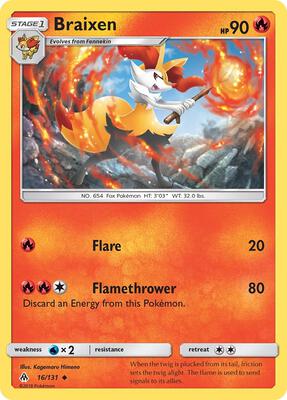 Braixen card from SM - Forbidden Light