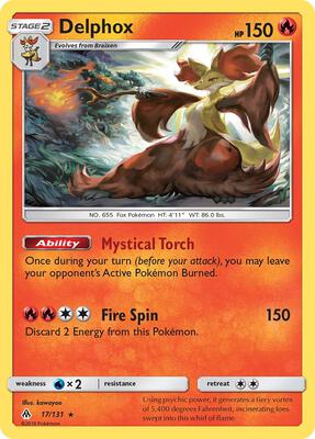 Delphox card from SM - Forbidden Light