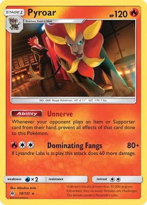 Pyroar card from SM - Forbidden Light