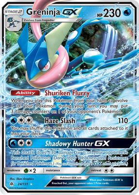 Greninja GX card from SM - Forbidden Light