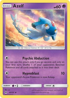 Azelf card from SM - Forbidden Light
