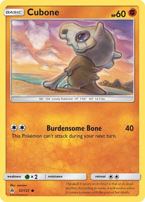 Cubone card from SM - Forbidden Light