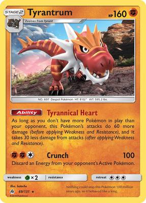 Tyrantrum card from SM - Forbidden Light