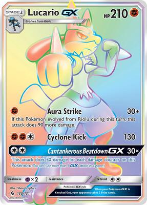 Lucario GX (Secret) card from SM - Forbidden Light