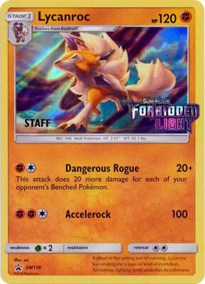 Lycanroc - SM118 (Prerelease) [Staff] card from SM Promos
