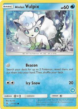 Alolan Vulpix (14) card from SM Trainer Kit: Alolan Sandslash & Alolan Ninetales