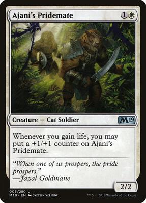 Ajani's Pridemate card from Core Set 2019