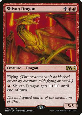 Shivan Dragon card from Core Set 2019