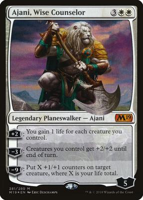 Ajani, Wise Counselor card from Core Set 2019