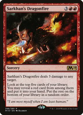 Sarkhan's Dragonfire card from Core Set 2019