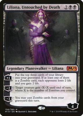 Liliana, Untouched by Death card from Core Set 2019