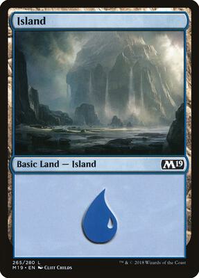 Island (265) card from Core Set 2019