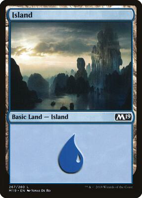 Island (267) card from Core Set 2019