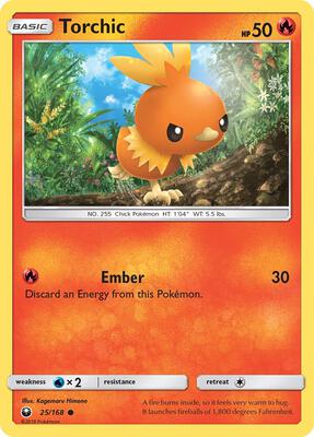 Torchic (25) card from SM - Celestial Storm