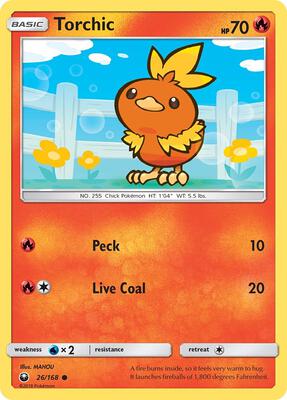 Torchic (26) card from SM - Celestial Storm