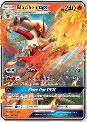 Blaziken GX card from SM - Celestial Storm