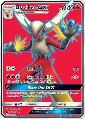 Blaziken GX (Full Art) card from SM - Celestial Storm