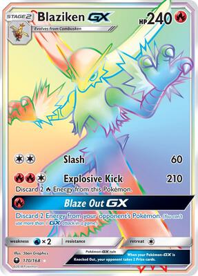 Blaziken GX (Secret) card from SM - Celestial Storm