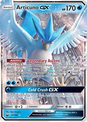 Articuno GX card from SM - Celestial Storm