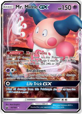Mr. Mime GX card from SM - Celestial Storm