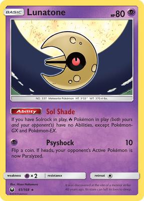 Lunatone card from SM - Celestial Storm