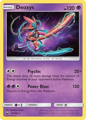 Deoxys (67) card from SM - Celestial Storm