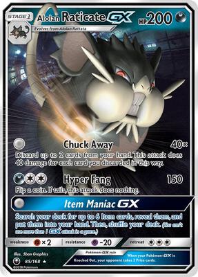 Alolan Raticate GX card from SM - Celestial Storm