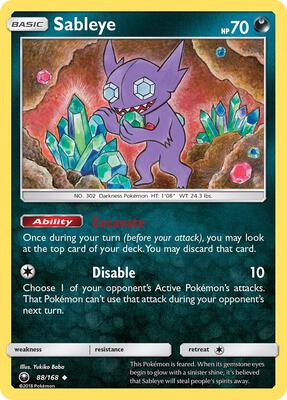 Sableye card from SM - Celestial Storm
