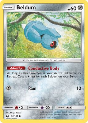 Beldum (92) card from SM - Celestial Storm