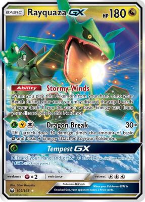 Rayquaza GX card from SM - Celestial Storm