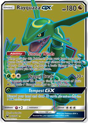 Rayquaza GX (Full Art) card from SM - Celestial Storm
