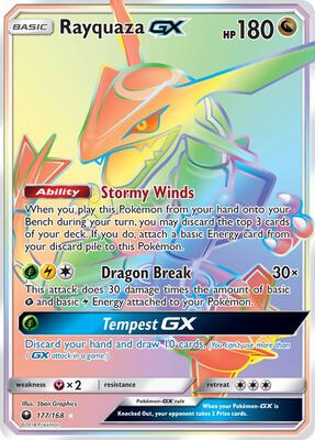 Rayquaza GX (Secret) card from SM - Celestial Storm